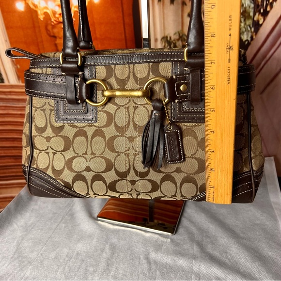 Coach Hamptons Signature Carryall Satchel tan signature canvas leather trim - Picture 5 of 13